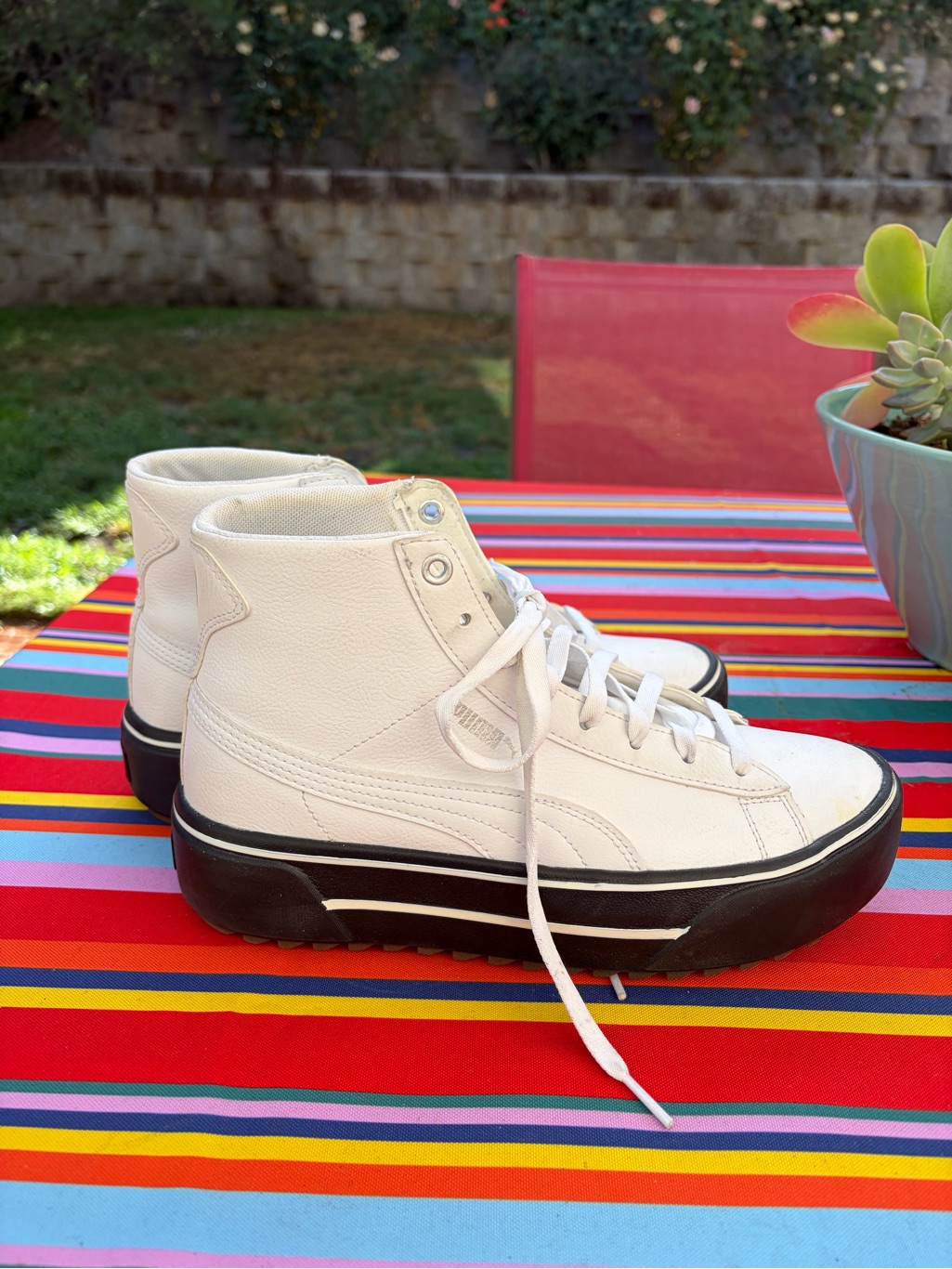 Puma “Kaia” White And Black Mid-Top Sneakers